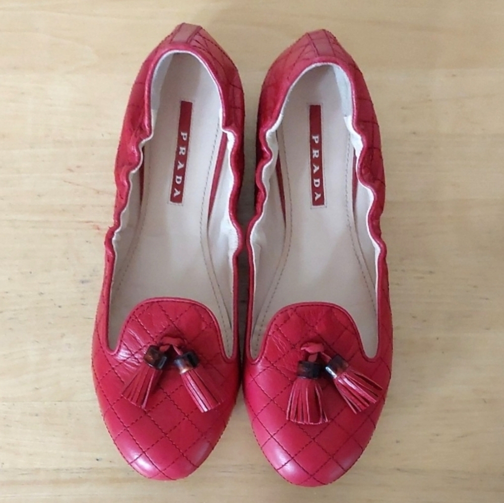 Prada Red Ballet Flats